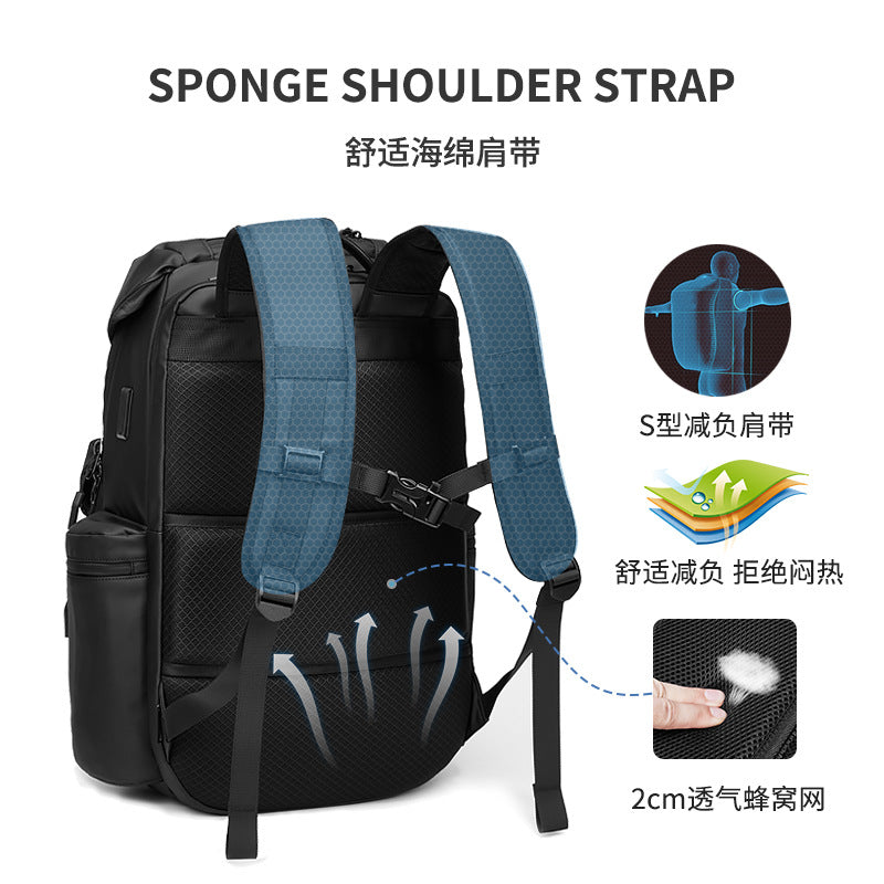 Cross-border new men's backpack Korean version of casual multi-functional schoolbag Oxford cloth waterproof computer bag travel backpack