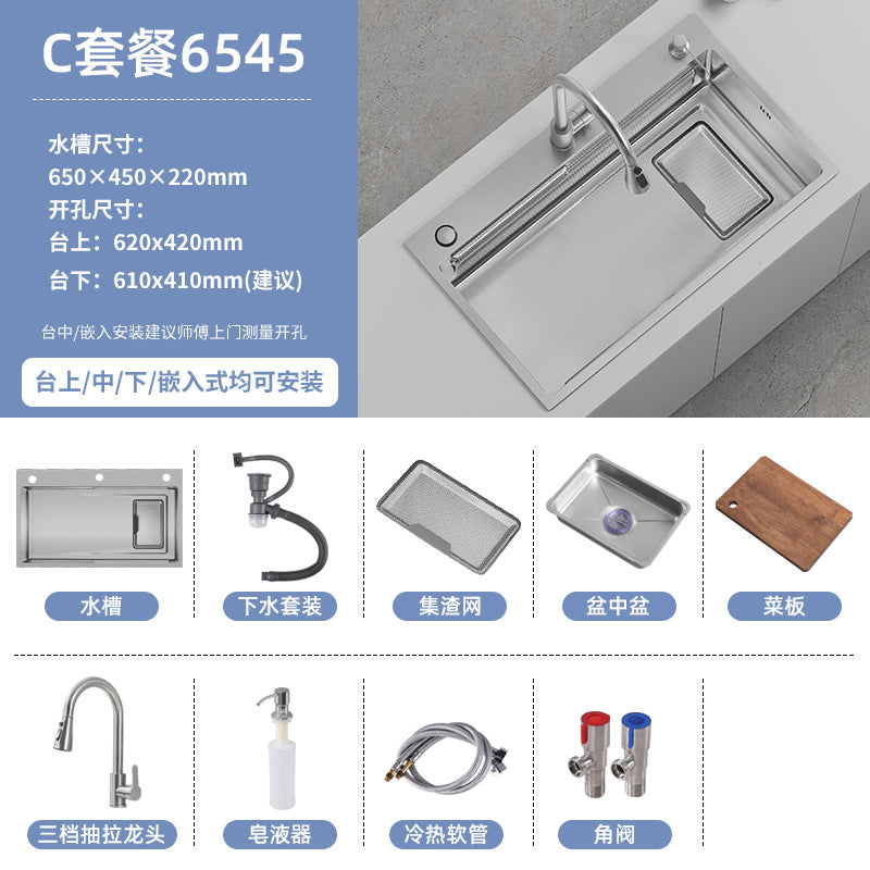 Double slag collection sink large single slot high quality stainless steel kitchen sink thickenedfor home dishwashing sink vegetable sink