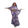European and american cross-border women's clothing  summer new fashion retro print plaid shirt ruffle hem skirt set