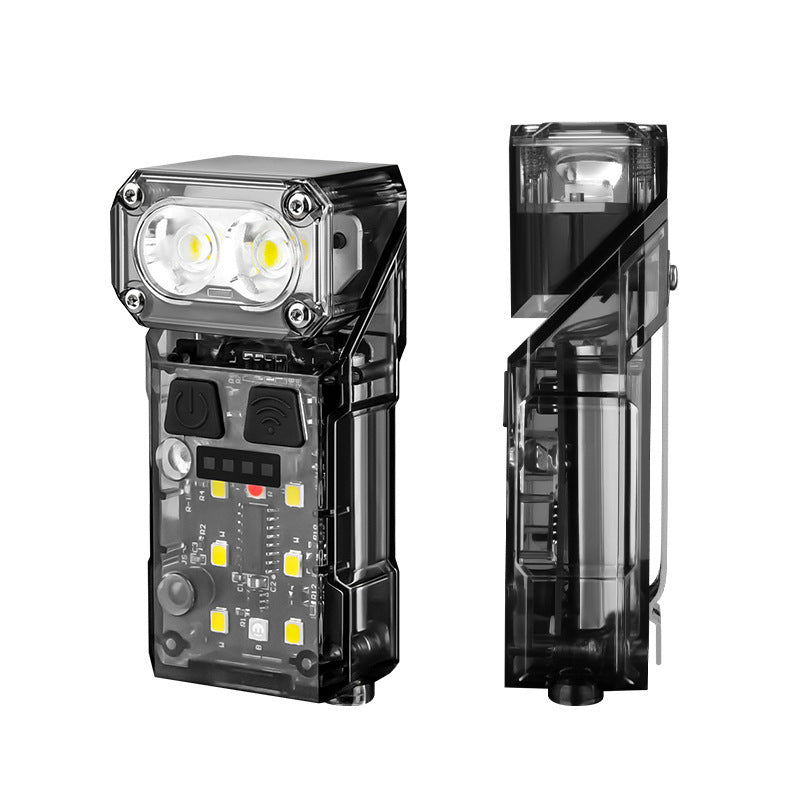 Cross-border new keychain light Type-C charging lamp head Rotatable induction headlight Multi-function LED flashlight