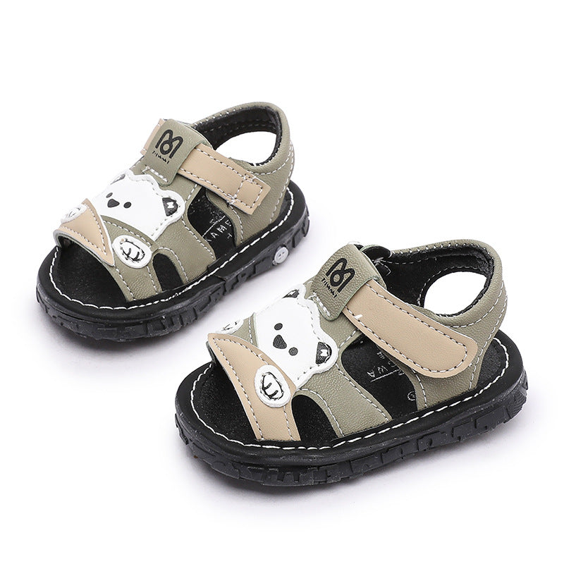 summer new arrivals: baby boys' casual cartoon sandals, stylish toddler soft-soled prewalker shoes, kids' shoes with squeaker