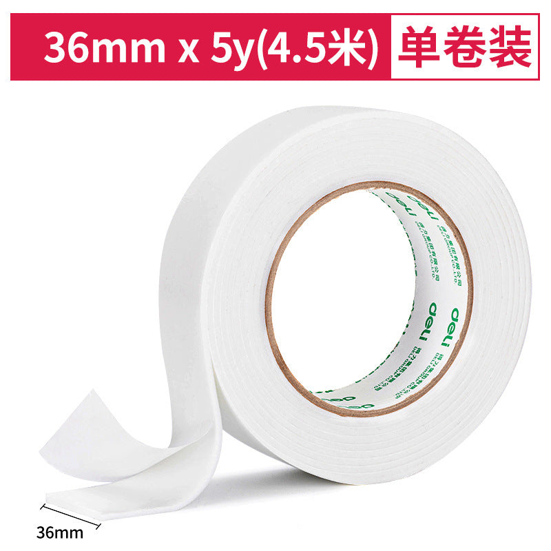 Deli Stationery 30416 double-sided tape/foam glue 36mm * 5y good stickiness 3.6cm wide double-sided tape wholesale