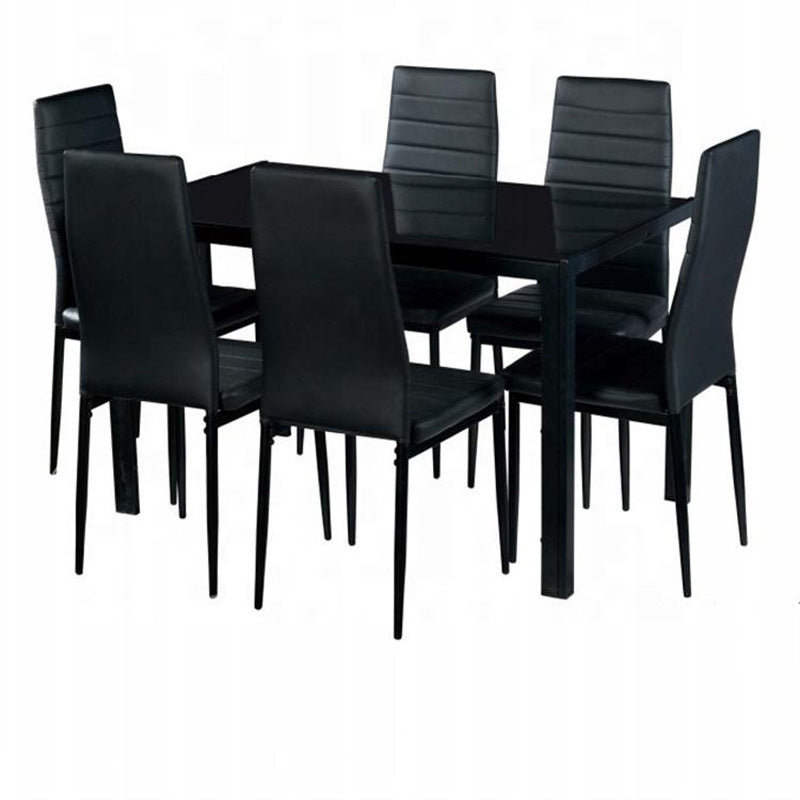 Tempered glass dining table and chair set - hot selling cross-border e-commerce product - rectangular dining table and chairs - simple cafe restaurant table