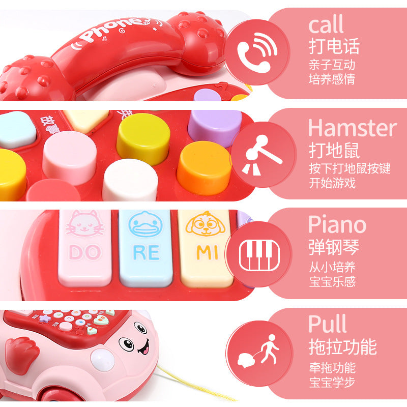Infant & toddler light & sound telephone toy - educational & early learning pull-along toy for boys & girls