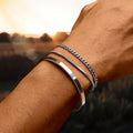 New fashion stackable cuff stainless steel bracelet 3-piece layered bangle snake chain cuban chain bracelet set