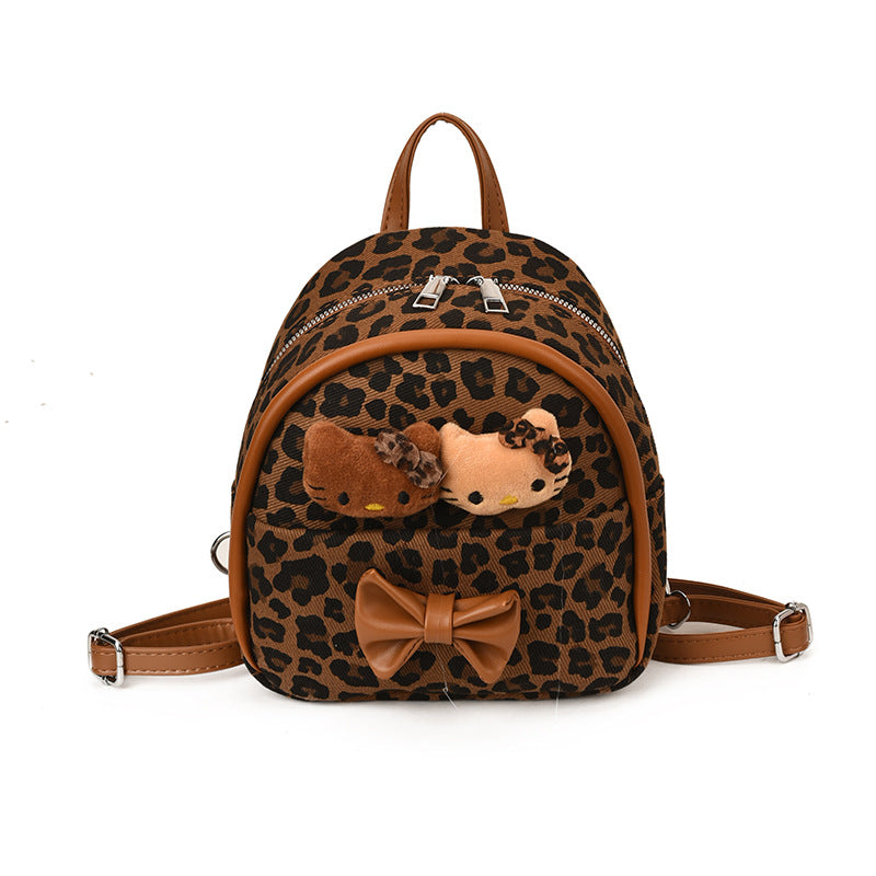 Leopard print hello kitty backpack - new 2025 autumn/winter fashionable, portable, retro, and unique design for women