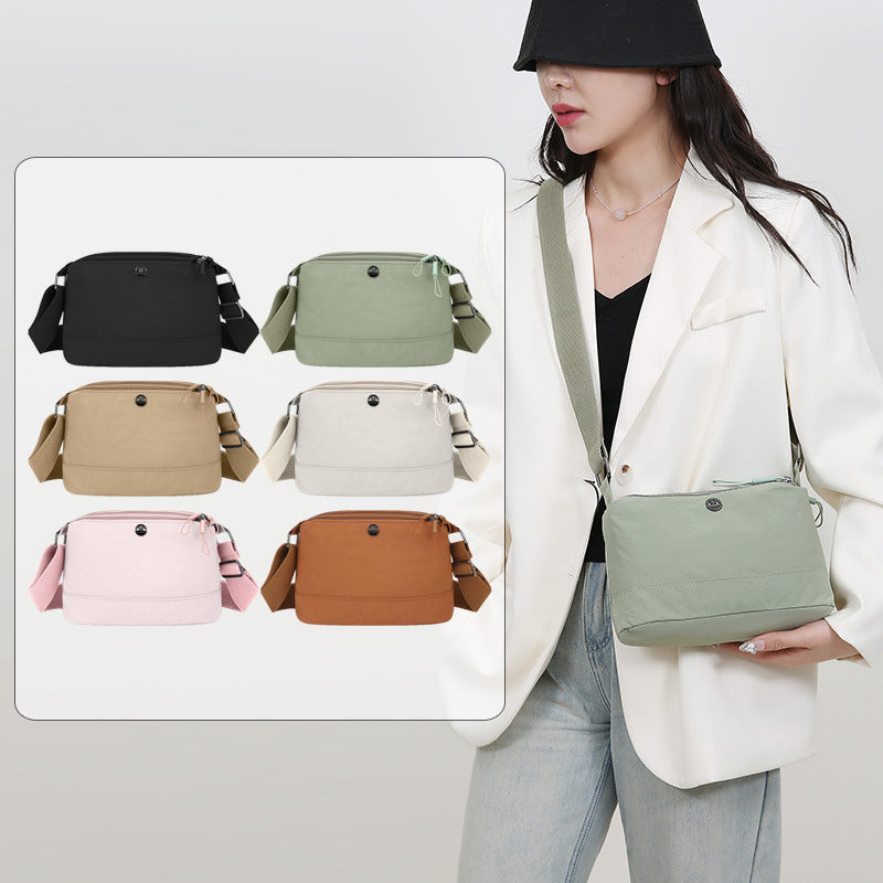 Simple casual nylon messenger bag women's  new lightweight shoulder bag multi-layer storage Korean version of foreign style small square bag