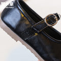 Vancahao girls' black leather shoes -  spring/autumn new korean style - simple and versatile princess shoes for toddlers and little girls