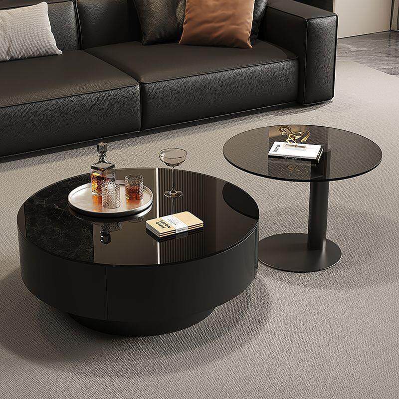 Luxury designer italian minimalist high-end living room home small apartment round glass combination coffee table
