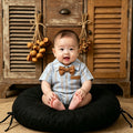 Newborn summer outfit: striped short-sleeve romper for baby boys - perfect for first birthday celebrations, 100-day milestone photoshoots, and stylish summer wear
