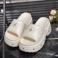 Women's platform wedge sandals - 2025 summer new arrival - trendy star thong sandals - outdoor beach slides