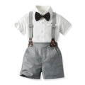 Export children's clothing summer boys short-sleeved shirt cotton boys suit first birthday dress children's day costume