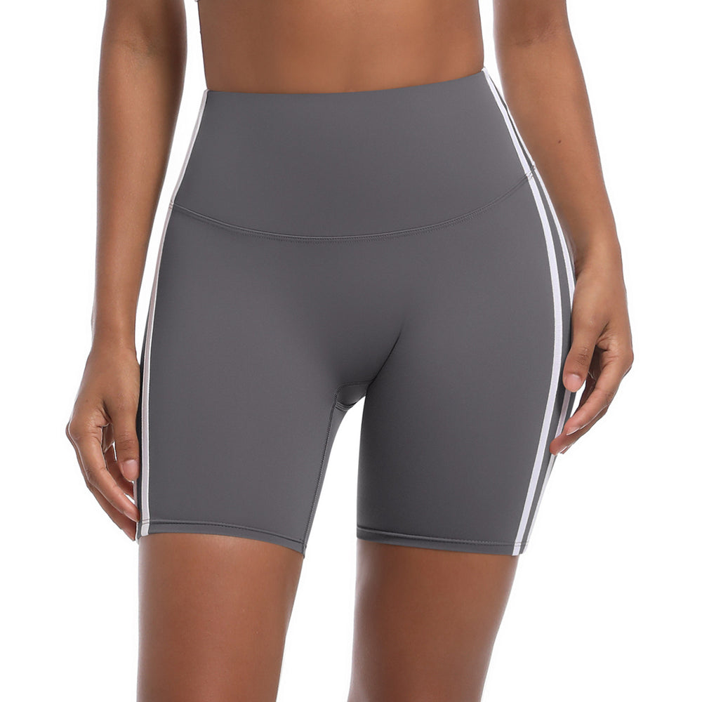 new striped high-waisted peach lift 3/4 leggings - color block breathable sports running yoga shorts for women