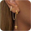 European and american cross-border hot-selling real gold brass electroplated french retro tassel zircon earrings women's high-end set