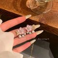 Sakura pink jelly flower daily earrings-e7012 gold