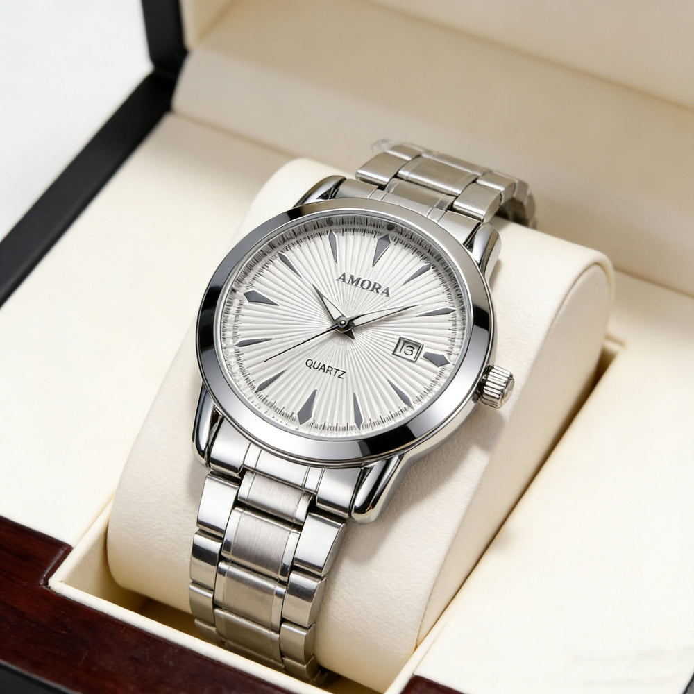 2026 new men's business waterproof watch, stainless steel band, quartz casual watch - cross-border exclusive, ready to ship
