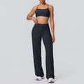 Sexy suspender back high waist hip lifting loosestraight-leg sports pants suit quick-drying running yoga fitness wear for women