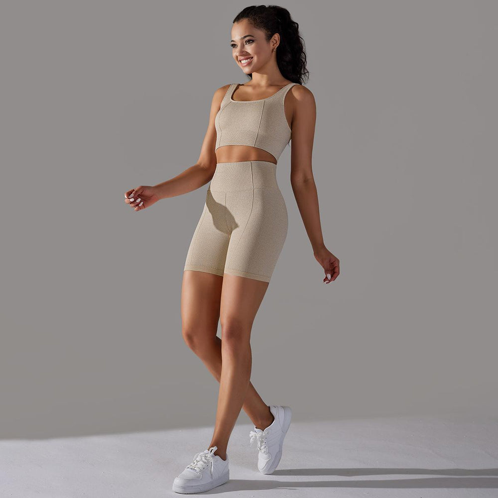 new arrival seamless jacquard knitting yoga wear breathable tight sports suit high waist hip lifting running fitness wear