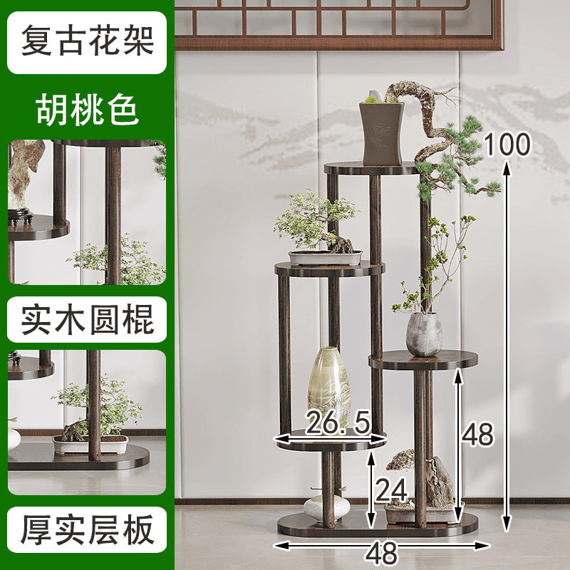 Flower stand living room floor-standing flower stand storage rack balcony flower pot bracket chinoiserie ornament rack green plant display rack