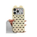 Cat ear custard polka dot puff compatible with apple 17 phone case simple soft and waxy iphone 16 side cat claw case 15