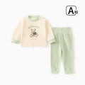 Baby autumn clothes and long pants suitpure cotton baby separateshigh waist belly protection heattech underwear girl bottom shirt fall and winter