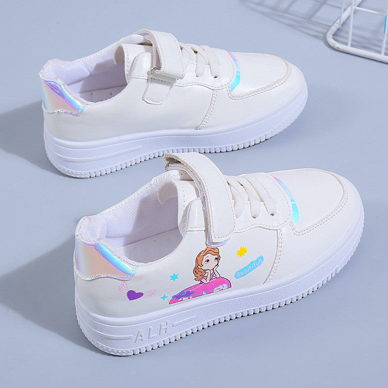 Girls shoes 2025 spring new children's little white shoes girls shoes white board shoes primary school students casual sports shoes