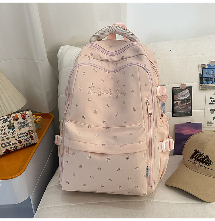 Japanese ginkgo leaf high-value backpack - stylish school bag for middle and high school students, women's casual, fresh, sweet, and large capacity backpack