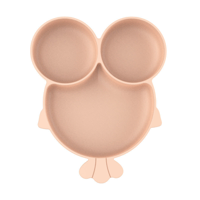 Oem personalized cartoon goldfish food grade silicone divided dinner plate kids learning to eat tableware cartoon silicone dinner plate