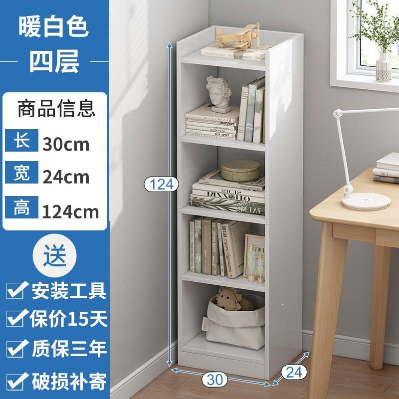 Bookshelf storage rack floor-standing simple for home multi-layer living room cabinet storage cabinet narrow slit small bookcase wall storage