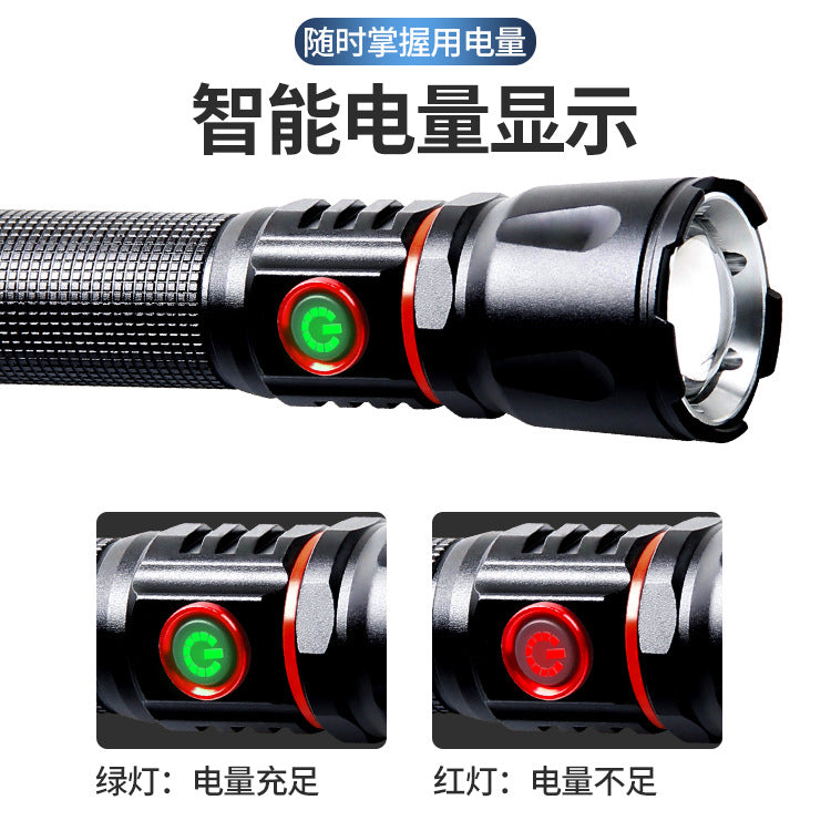 Cross-border new strong light Type-c port charging magnetic suction display camping light output telescopic variable XHP50 flashlight