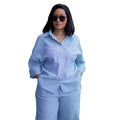 European and american cross-border women's clothing  summer new fashion casual loose striped shirt wide-leg pants casual set
