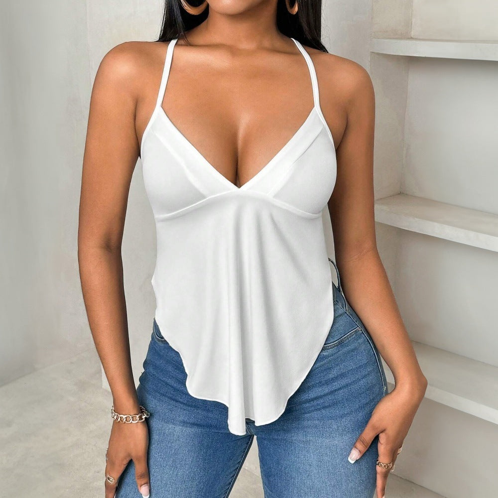 cross-border women's spring/summer new arrivals: sexy camisole, backless design, unique slim-fit top