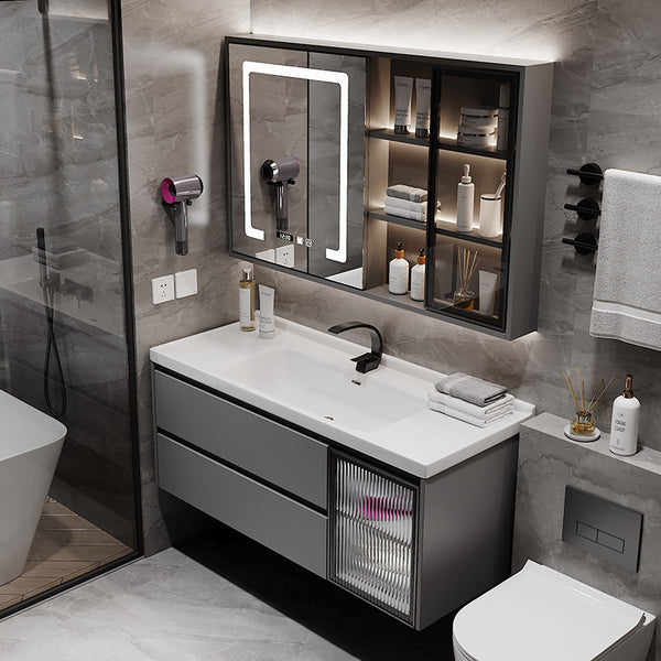 [Customized] Ceramic integrated basin, bathroom cabinet combination, solid wood bathroom cabinet, bathroom, hand wash, washbasin, washstand