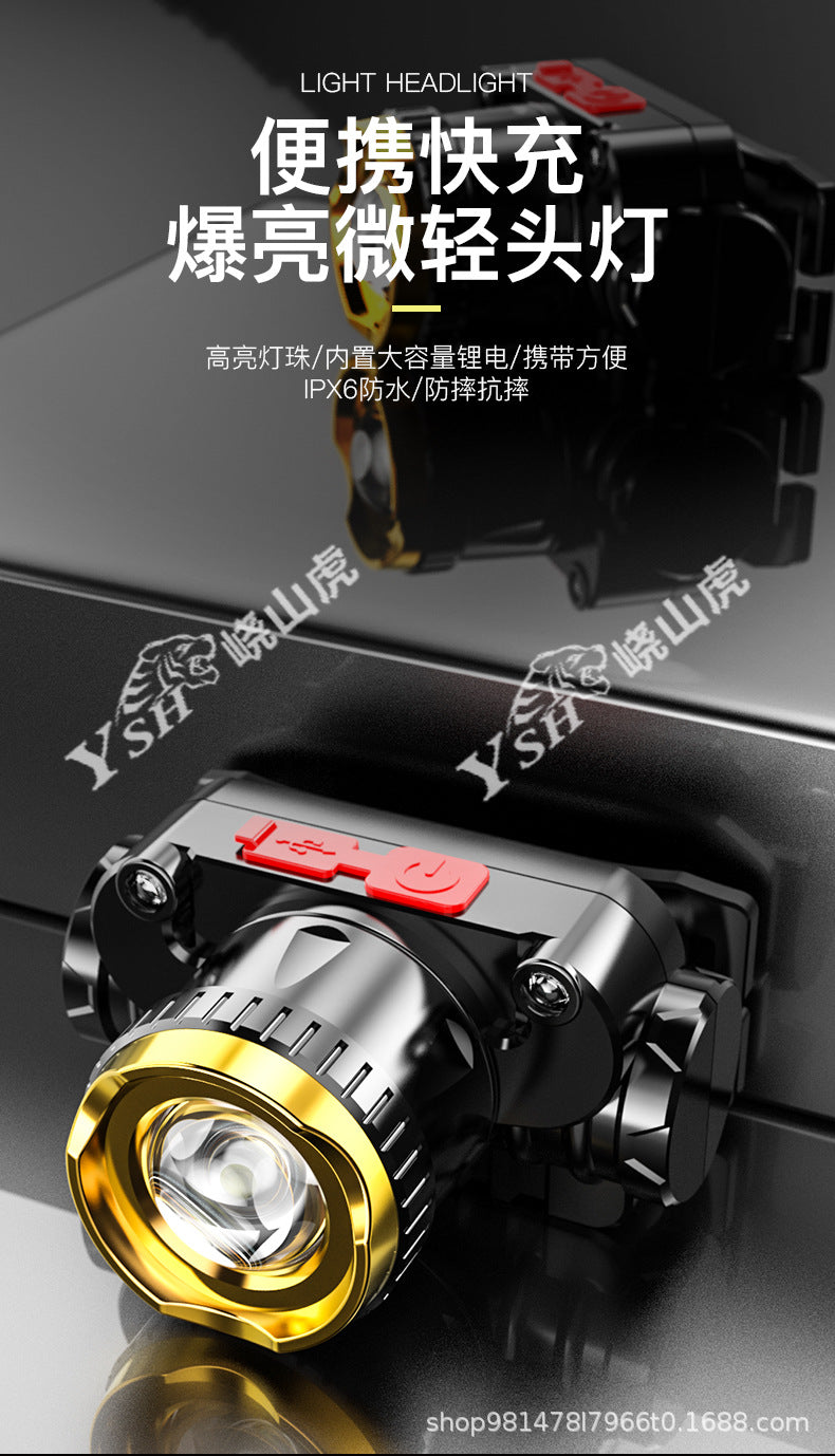 Cross-border strong light headlight rechargeable super bright head-mounted outdoor long battery life flashlight miner's lamp fish lamp led lamp