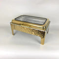 Gold stainless steel buffet warming cabinet with viewing glass lid, 9l hydraulic buffet stove, ideal for hotel and restaurant use