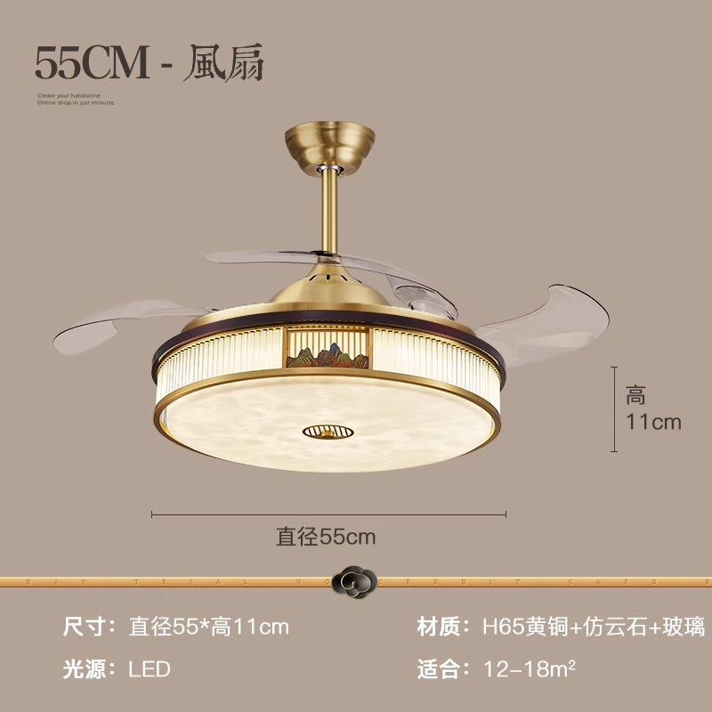 [Jiangshan] 2024 high-end new Chinese ceiling lamp, marble living room lamp zen square bedroom Chinese style