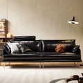 Retro oil wax genuine leather sofa first layer cowhide small apartment living room three-person slot medieval american french caramel color