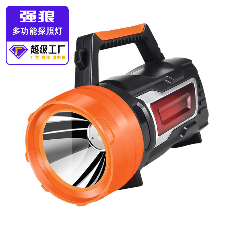 Cross-border new portable searchlight LED flashlight hand-cranked flashlight outdoor waterproof USB charging camping light