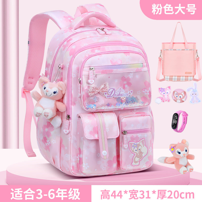 Girls' school backpack - new 2026 model for grades 1-6 - lightweight, ergonomic, and spine-protecting backpack for elementary school students