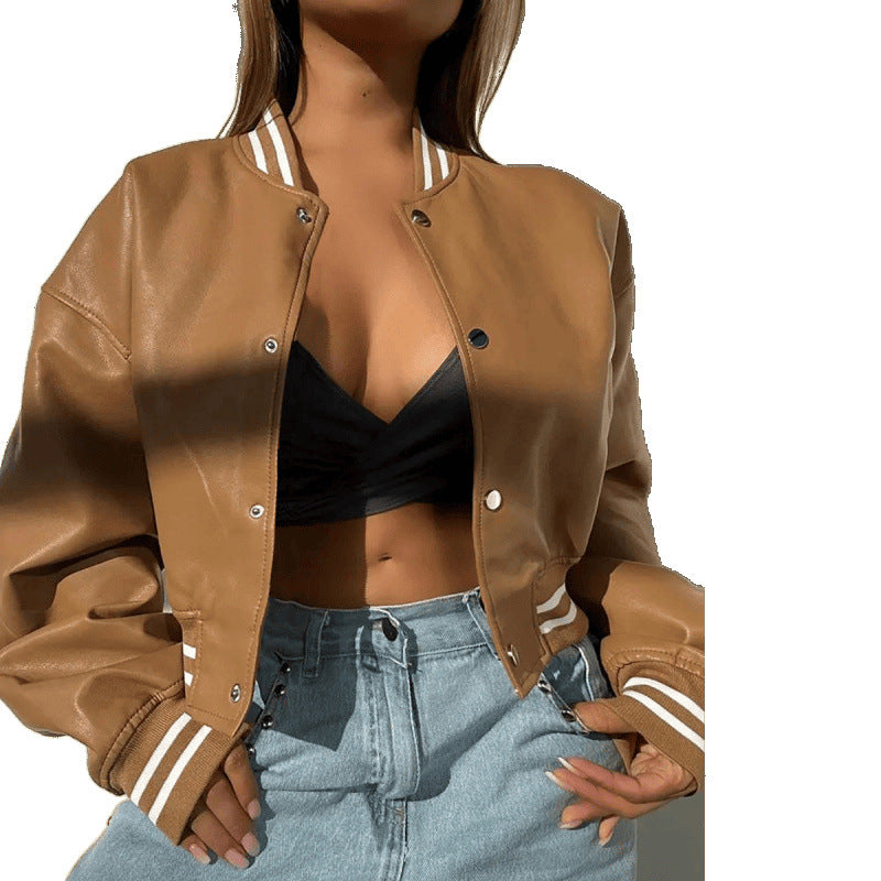 Independent station  new arrival long sleeves motorcycle fashion pu leather jacket small outwear
