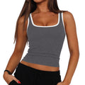 Amazon fashion cross-border women's color contrast camisole silmshort square neck outwear tops
