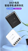 Multi-port charger for android and apple phones - 5-port usb fast charging adapter, 5v 3a quick charge head