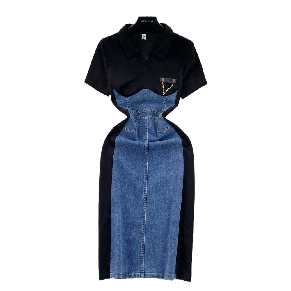 Salt style outfit, light and mature style elegantdress, women's casualfashion, longsilmfake two-piece patchwork long skirt