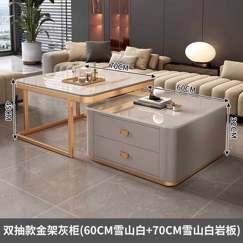 Rock slab coffee table accessible luxury modern casual square small apartment popular living room for home glass new arrival marble table