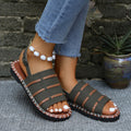 export plus size women's summer sandals - new one-strap buckle flat woven open-toe beach sandals