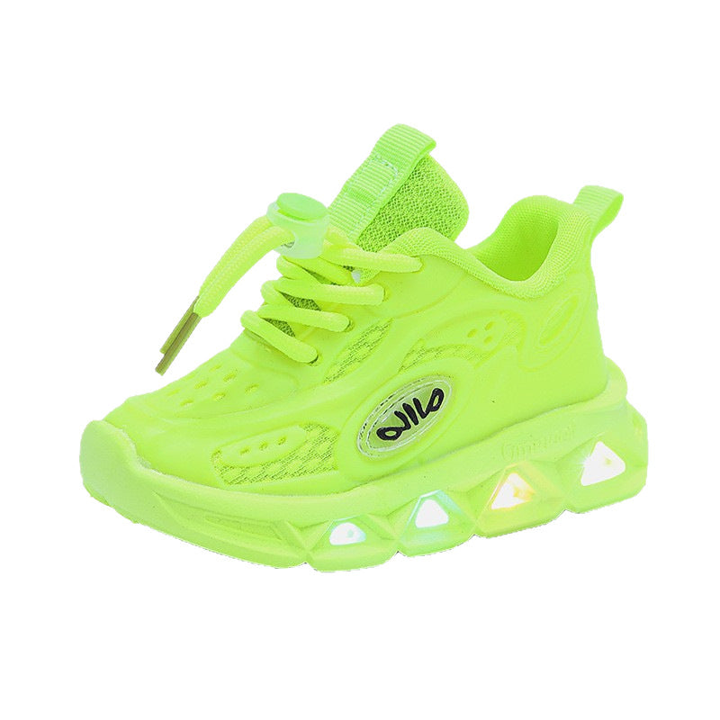 Autumn children's light-up shoes: boys' and girls' glowing sneakers, kids' mesh shoes, non-slip soft sole flashing athletic casual shoes
