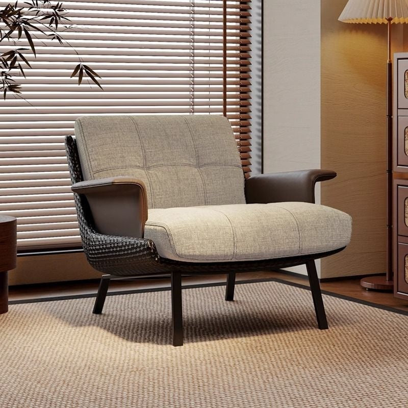 Designer light luxury italian minimalist mid-century wabi-sabi style high-end single sofa