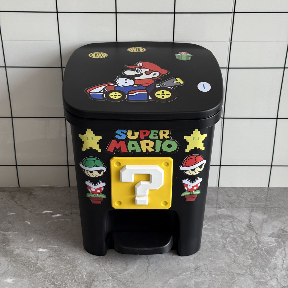 Maimai trash can with lid, cute and childlike, for home, living room, bedroom, silent, large capacity, bathroom, kitchen