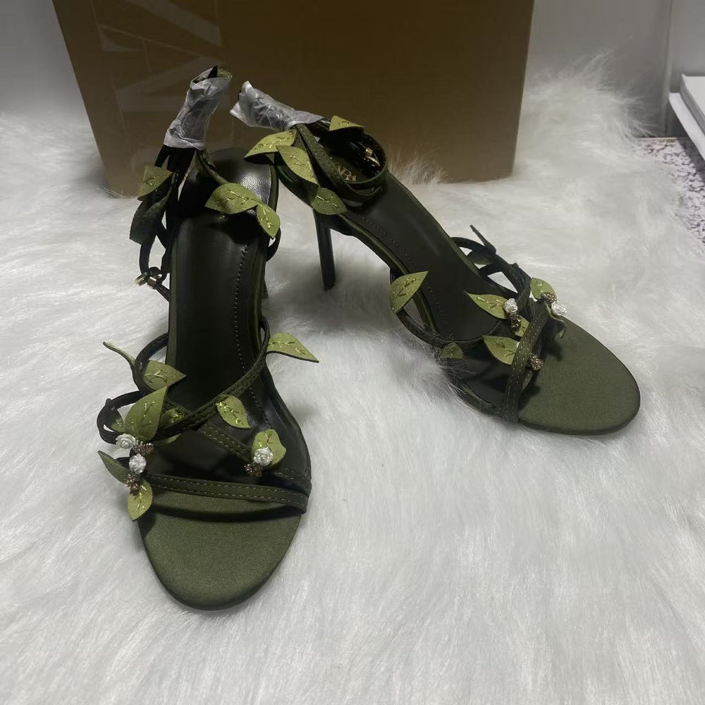 2025 summer new arrivals: fashionable and versatile butterfly-themed sexy stiletto heel sandals with ankle strap for women
