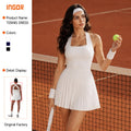 Spring/summer new anti-exposure short-sleeve one-piece tennis skirt - pleated running golf sports skirt - fashionable yoga skirt